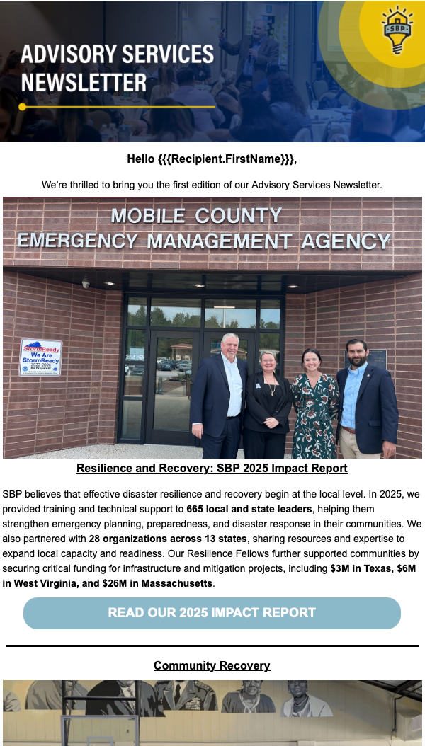 Advisory Services Newsletter — first edition